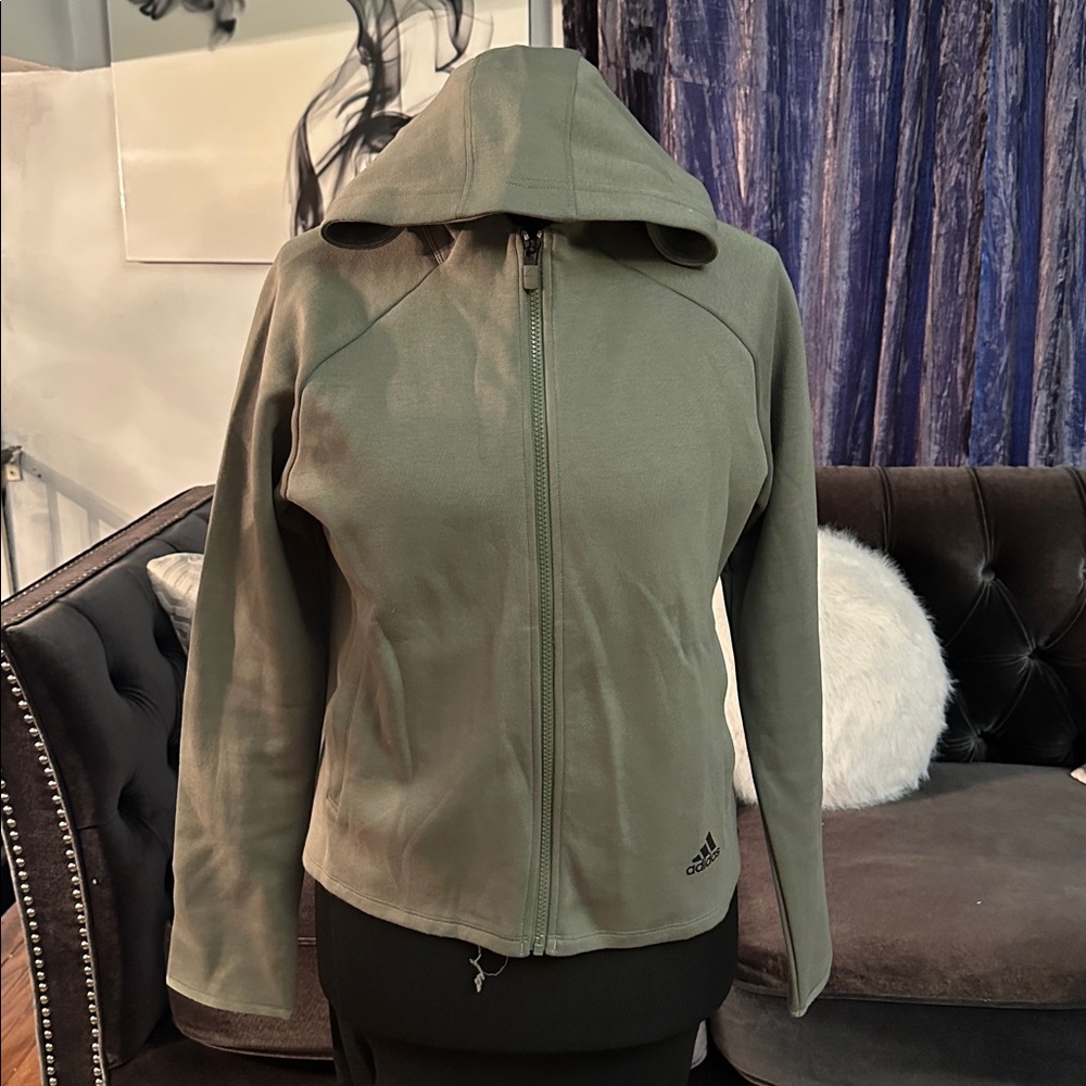Adidas Olive Green Hooded Jacket